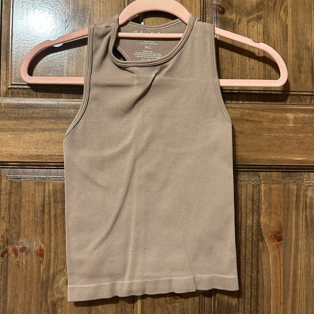 Lily & Lottie tan, cropped tank.